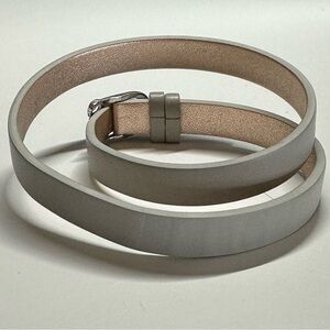 Keep Collective gray leather, double wrap bracelet